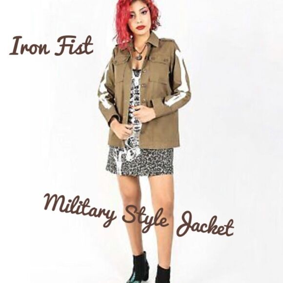 Iron Fist Coat Bone-In Olive Green/Khaki Fatigue Military Style Jacket Coat - Picture 1 of 4
